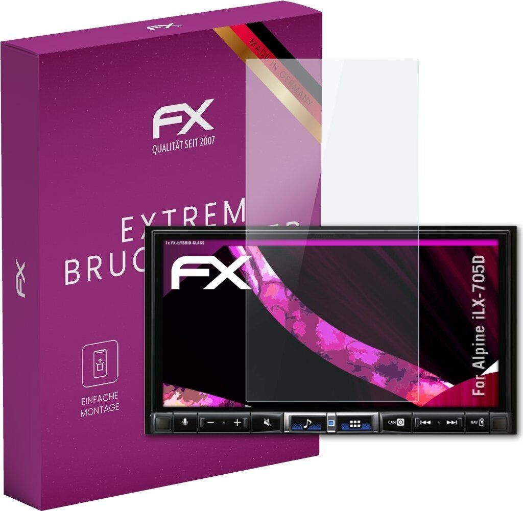atFoliX FX-Hybrid-Glass Displayfolie kompatibel mit Alpine iLX-705D Glasfolie