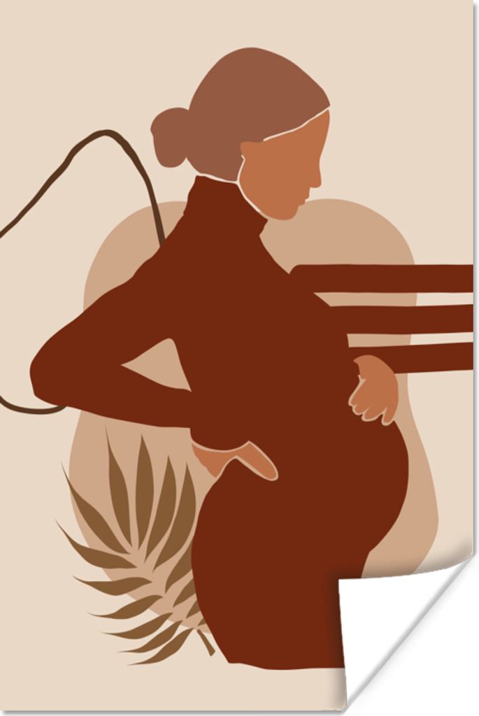 MuchoWow Poster Mutter - Schwangere - Elternschaft 120x180 cm - Kunstposter