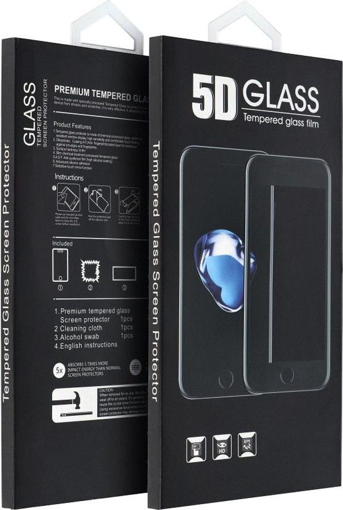 5D Full Glue Tempered Glass -passend für Xiaomi Redmi Note 9 5G schwarz