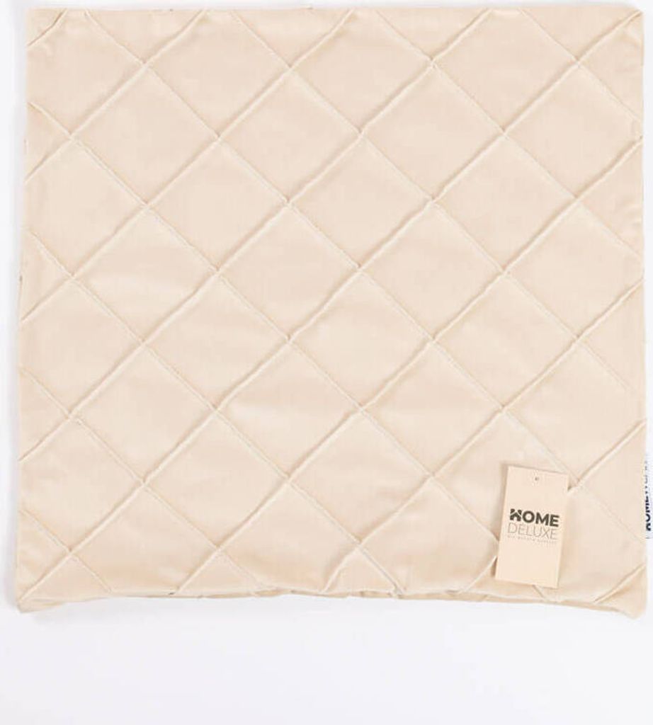HOME DELUXE Karo Kissenbezug LORI mit Kissenfüllung - Beige I Kissenhülle Kissenüberzug