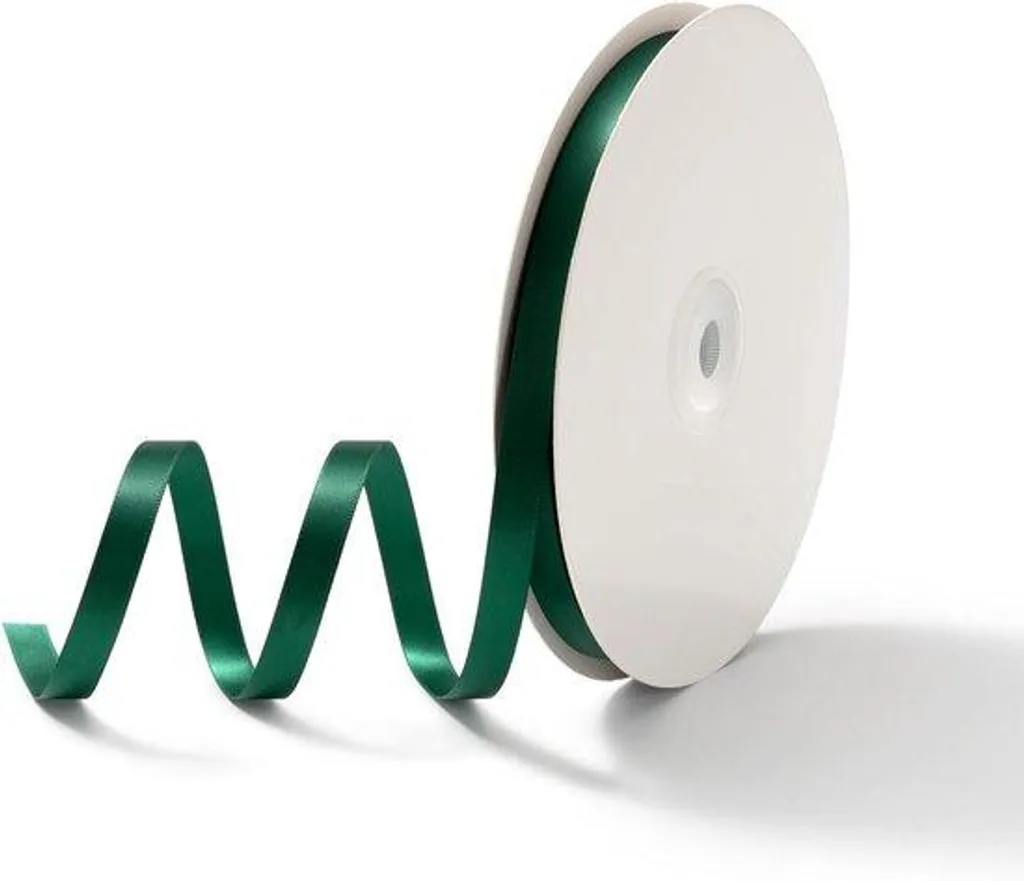 Ruban pour mariage et cadeaux vert sapin en satin, 10 mm par 45 m