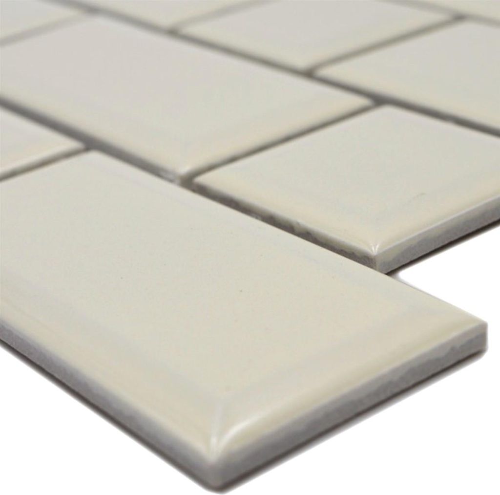 Keramikmosaik Fliesen Indra Metro Facette Elfenbein