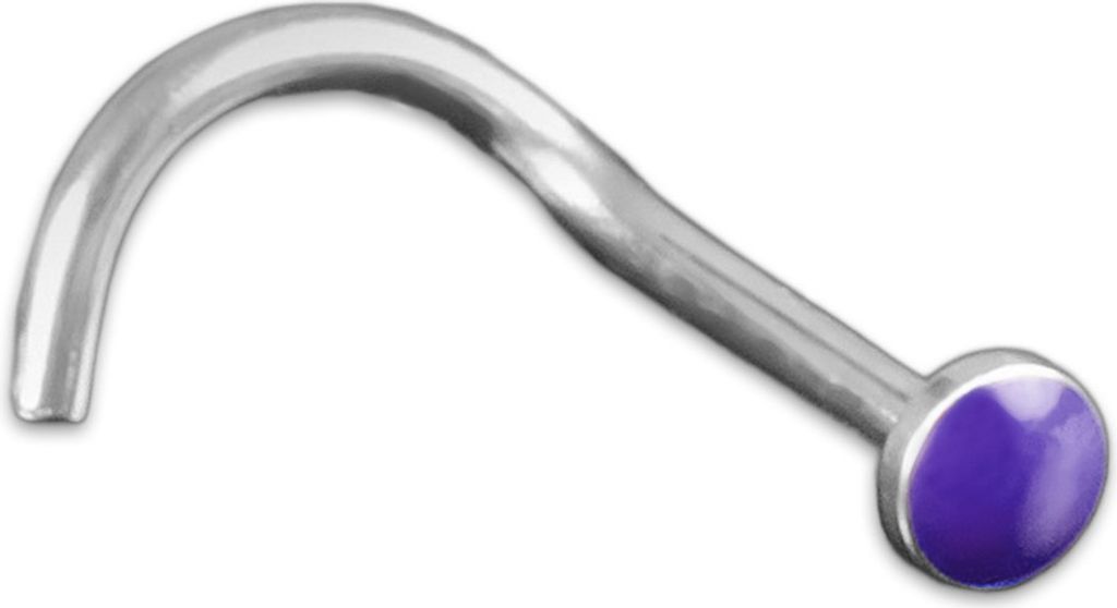 viva-adorno 0,8mm Nasenstecker Nasenpiercing gebogen Kopf farbig emailliert Chirurgenstahl 316L Emaille verschiedene Farben Z466,lila