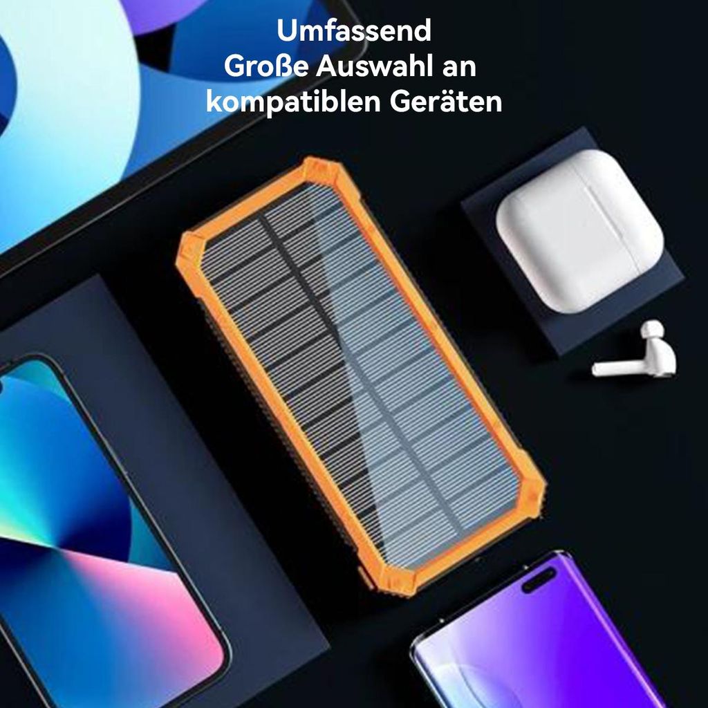 Drahtlose Solar-Powerbank,Outdoor Ladeger?t ,20000mAh Kapazit?t fš¹r Schnelles Laden von Ger?ten auf Outdoor-Abenteuern