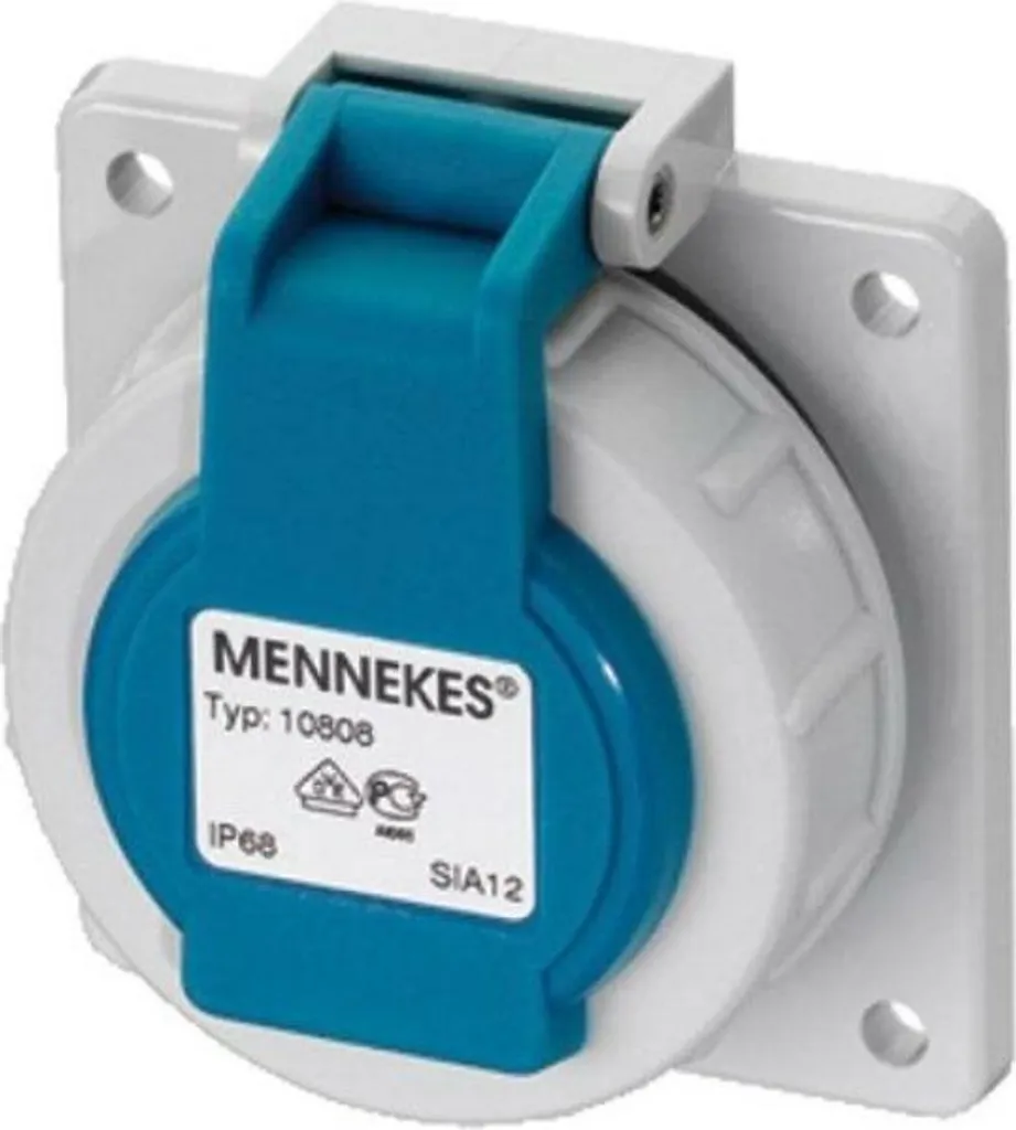 Prise de courant femelle Mennekes IP68 16A 230V bleue pour extérieur