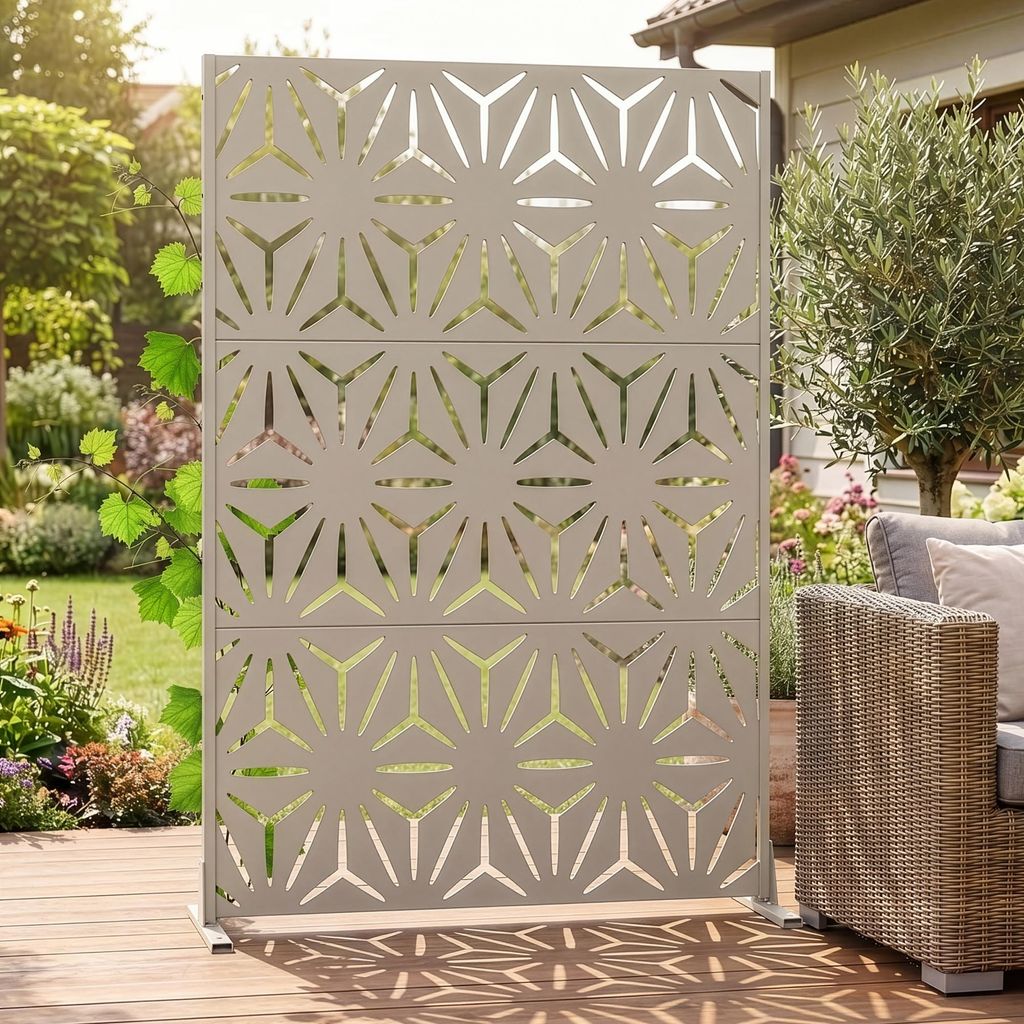 Trennwand ‘Kilsturd’ verzinkter Stahl 180 x 120 cm Knoblauchbeige
