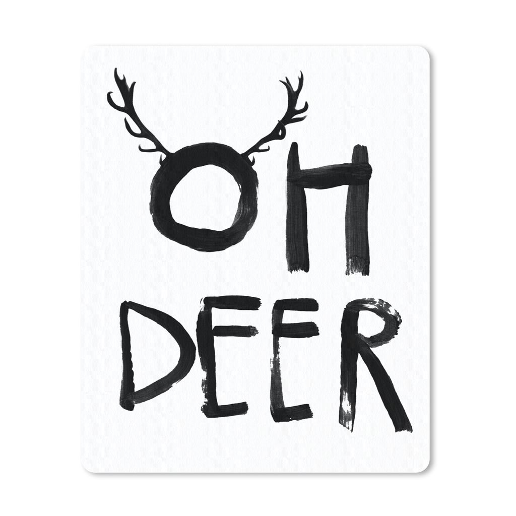 MuchoWow Mauspad Mousepad Zitate - Oh Deer - Weihnachten - Tiere - Geweih 19x23 cm - Mousepads - Maus Mat - Pad - Mausunterlage - Mauspads - Spielen
