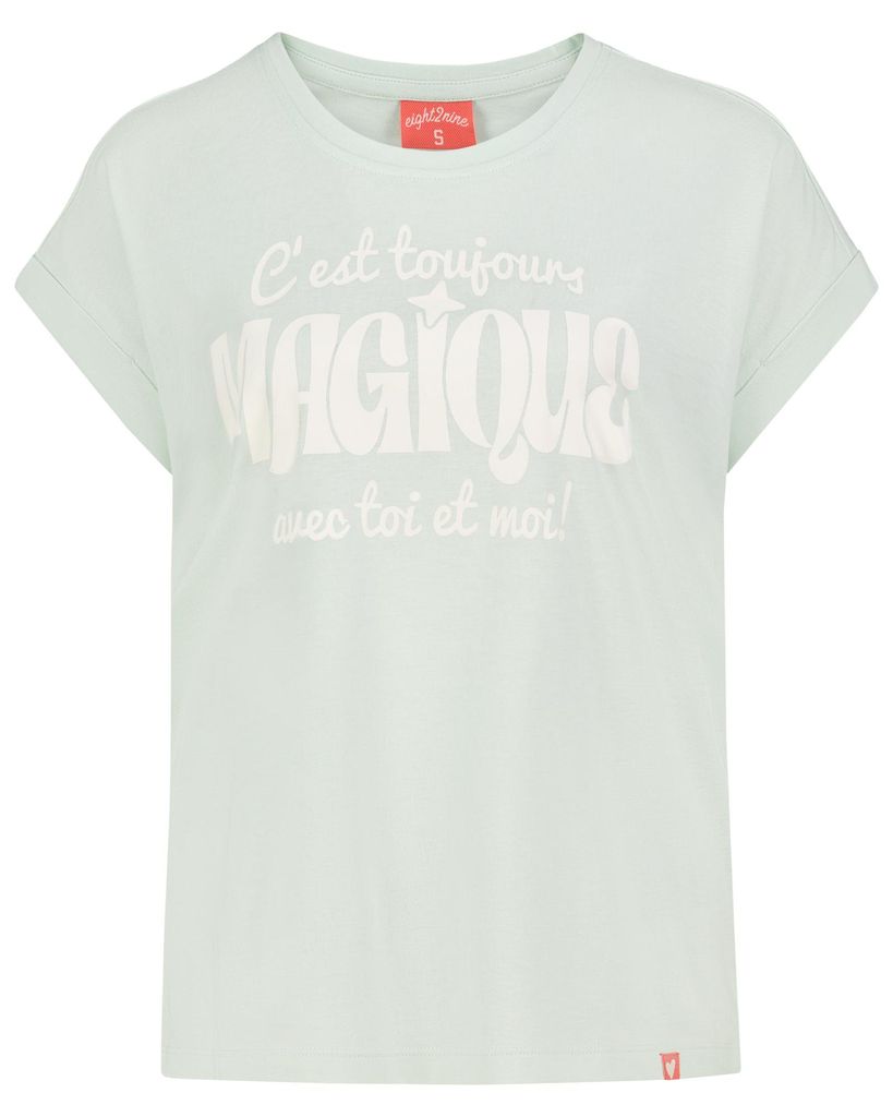 EIGHT 2 NINE Kurzarmshirt Rundhalsausschnitt Spruchdruck Lässig Größe: L