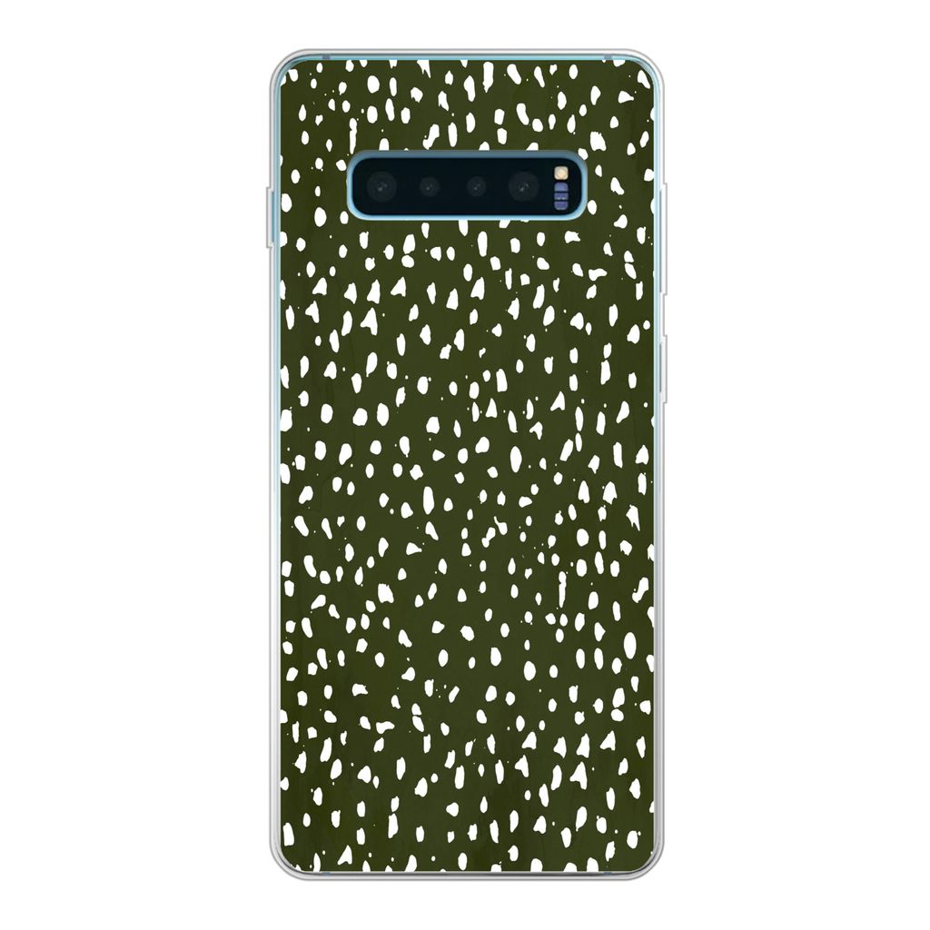 MuchoWow Handyhülle Schutzhülle Hülle für Samsung Galaxy S10 Lite Polka dots - Weiß - Schwarz Silikon Softcase Handy Hülle - Schutz