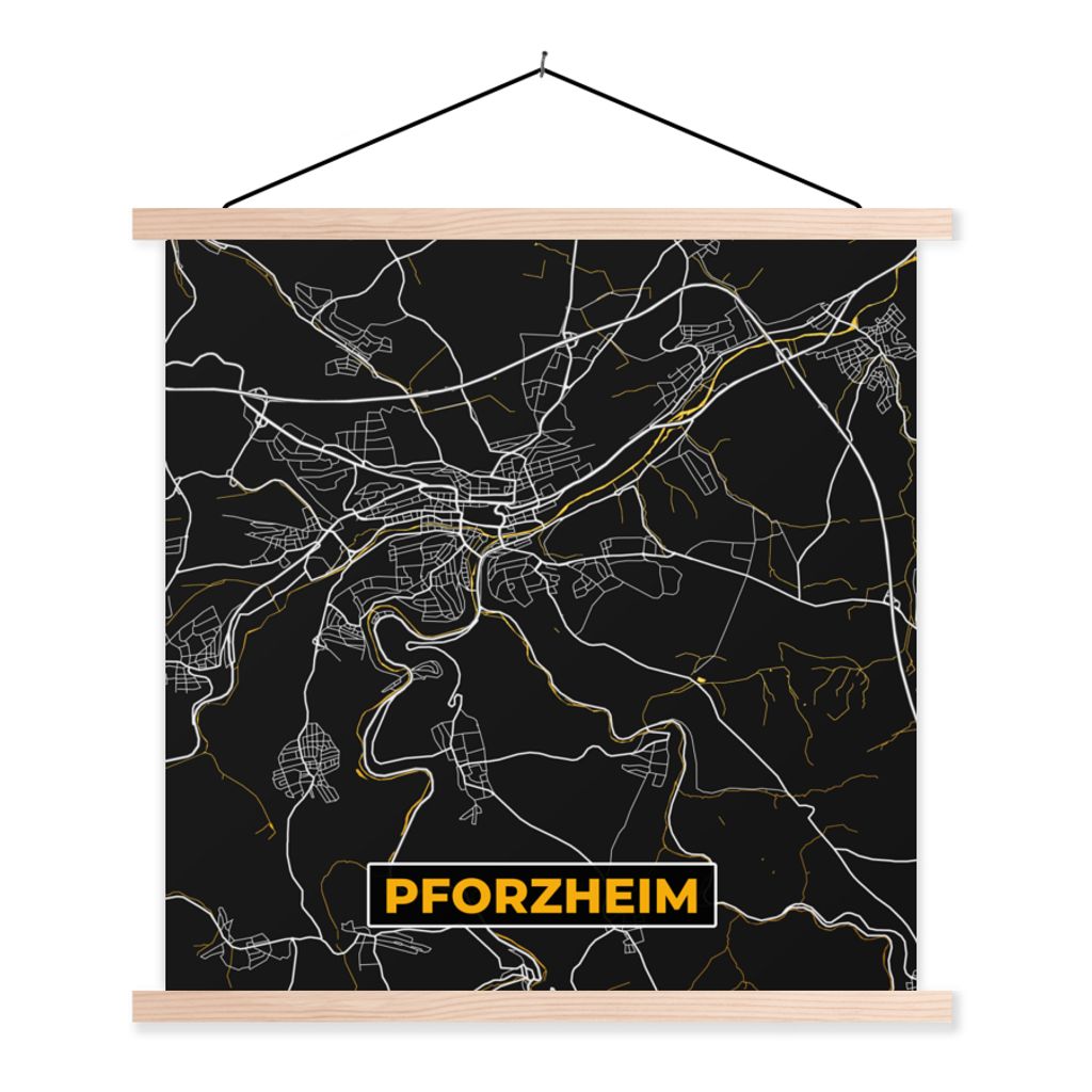 MuchoWow® Textilposter Pforzheim - Gold - Karte - Produktbild 
