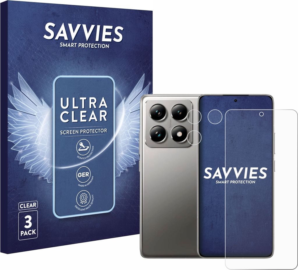 A product shot showing a phone case and screen protector packaging next to a smartphone.