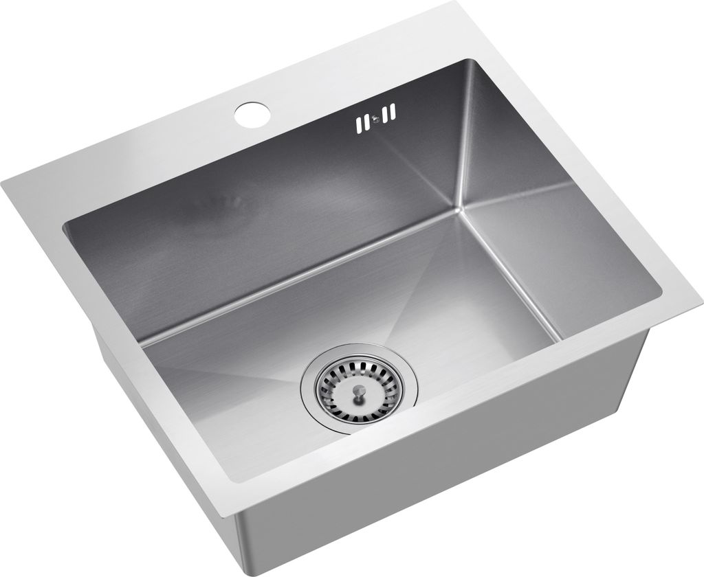 VBChome Edelstahlspüle 50 x 45 cm Gebürsteter Edelstahl Produktbild 