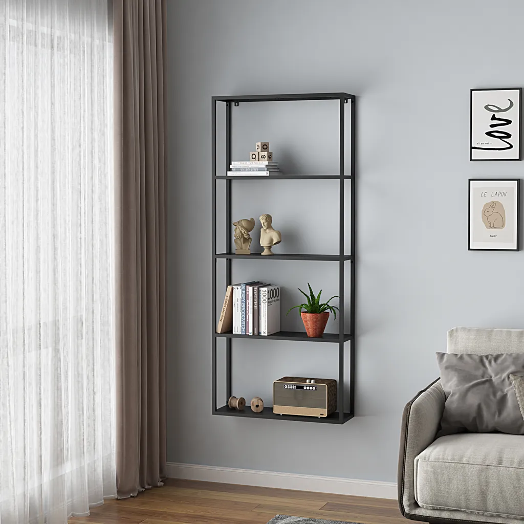 Libreria Jämijärvi Nero Opaco 4 Ripiani - Organizza con Stile
