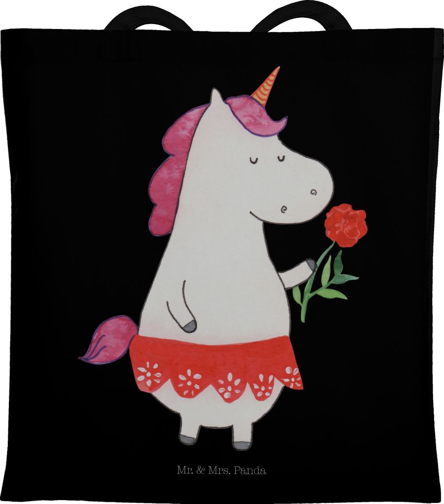 Mr. & Mrs. Panda Tote Bag Einhorn Dame - Schwarz - Geschenk, Bachelorette, Unicorn, Tasche, Jutebeutel, Frau, Bachelor, Shopping, Laptoptasche, Ein...