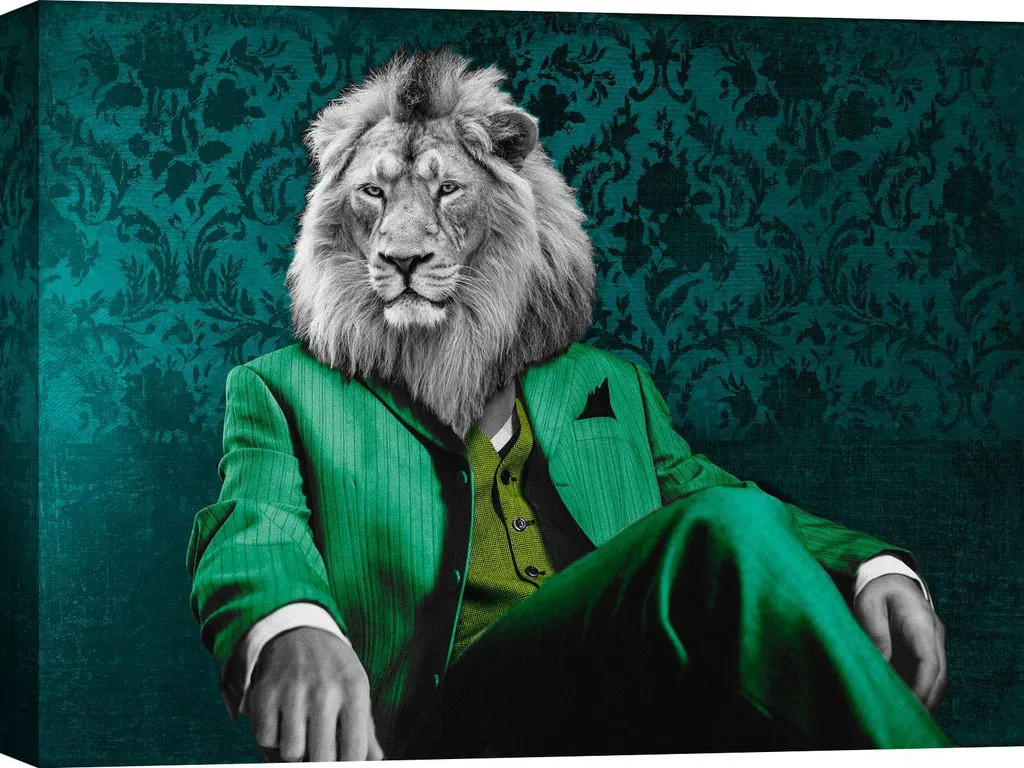 Tableau Animaux Design Pop Art 100x70 cm - Toile Pensive Leader Colorée