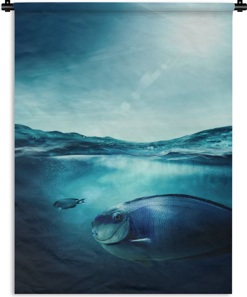MuchoWow Wandteppich Wandbehang Fisch - Meer - Blau 150x200 cm Tapisserie Dekoration Wandtuch - Wandaufhängung - Moderner