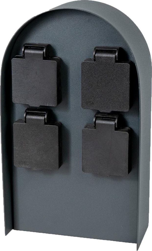 Grafner Edelstahl Design Gartensteckdose mit 4 Steckdosen, 3600 Watt, IP44, oval mit Bogen, anthrazit, KEIN ROST – Pulverbeschichtung, Energiesä...