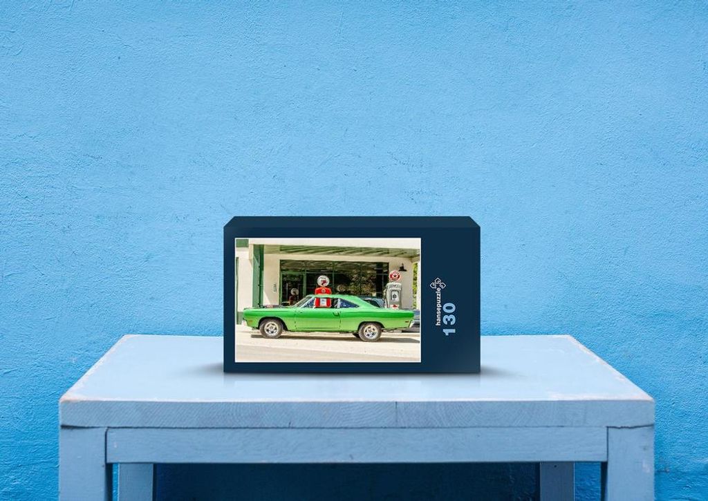 hansepuzzle 70971 - Us car Puzzle, 130 Teile, Fortbewegung, 28,7 x 20,0cm mit hochwertiger Aufbewahrung, Kartonbox und wiederverschließbarem Beutel