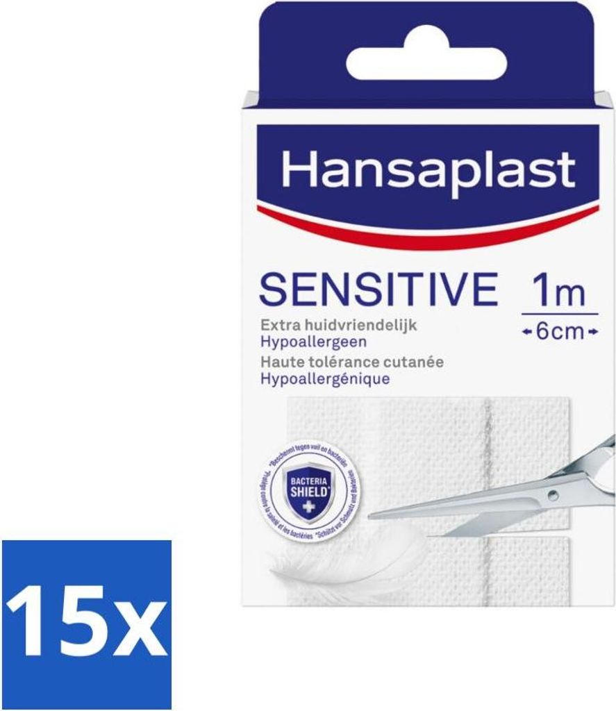 Hansaplast Sensitive Pflaster - Wundpflaster - Wundpflege - 1m x 6cm - Vorteilspack - 15 Stücke