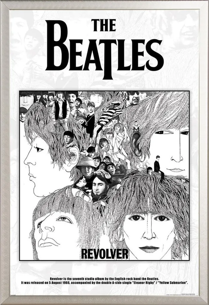 Poster The Beatles Revolver avec Cadre Shinsuke Maxi Argent 61x91,5 cm