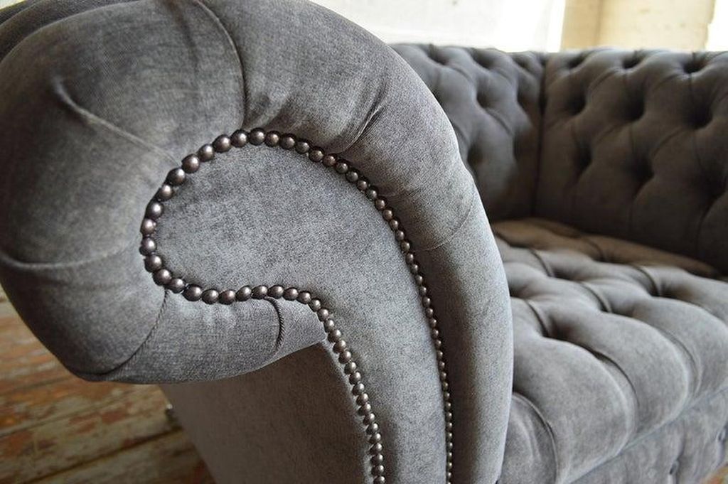 Chesterfield Textil Sessel 1 Sitzer Sofa Polster Sofas Design Luxus Stoffsofas