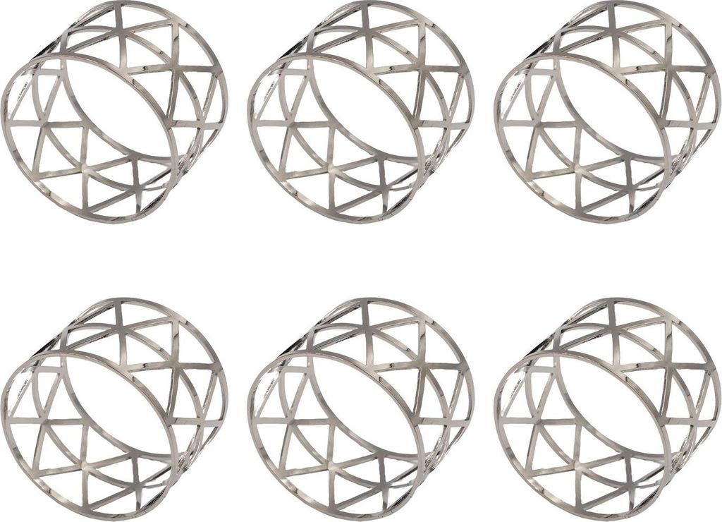 Intirilife Serviettenringe 6 Stück aus Edelstahl in Silber - 4.5 x 3 cm - Serviettenhalter Set Serviettenschnalle Dreieck Muster Tischdeko Serviet...