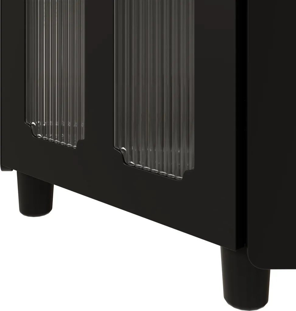 Commode d'angle moderne laquée noire avec éclairage LED intelligent - 10