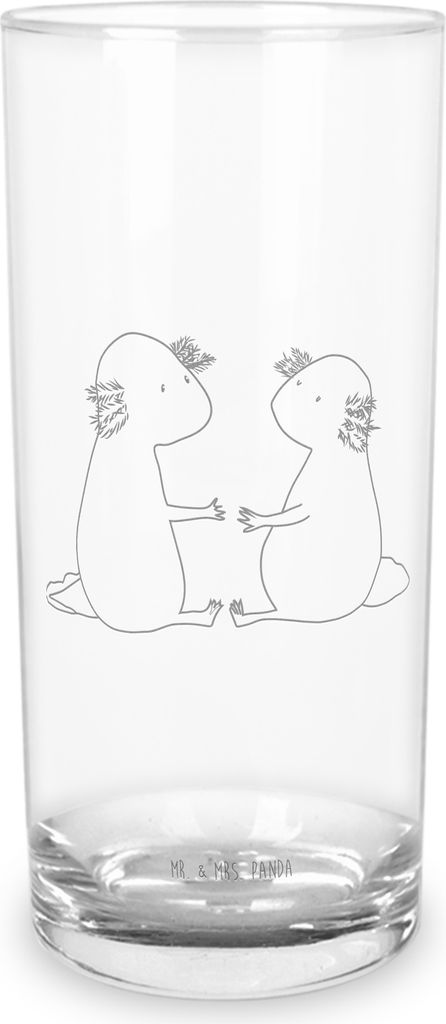 Mr. & Mrs. Panda Glas Axolotl Liebe 200 ml - Transparent - Geschenk, Lurch, Wasserglas, Valentinstag, Tumbler, Longdrinkglas, Wasserbecher, Cocktai...