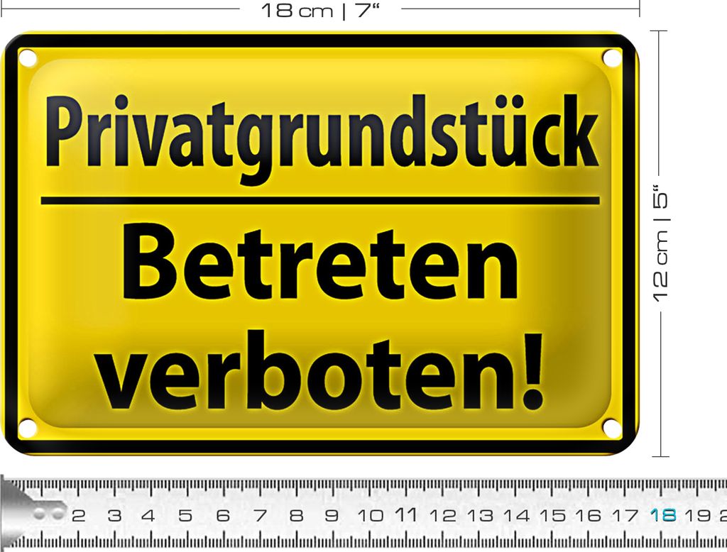 Blechschild Warnschild 18x12cm Privat Betreten verboten
