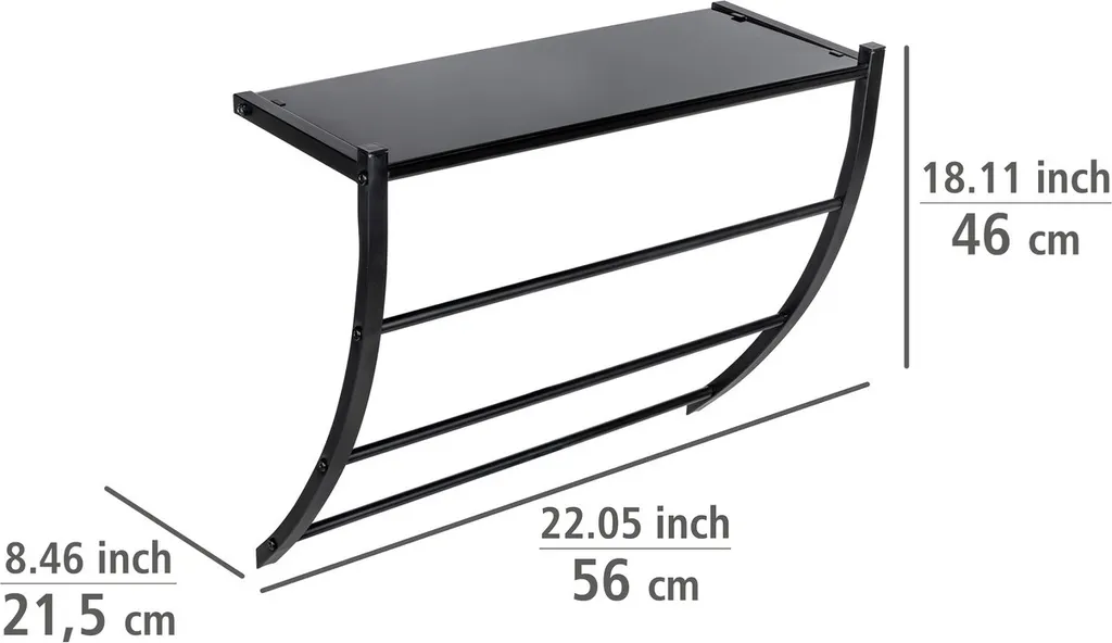 WENKO Mensola Bagno Tarderia Nera - 3 Aste Portasciugamani Metallo - 4