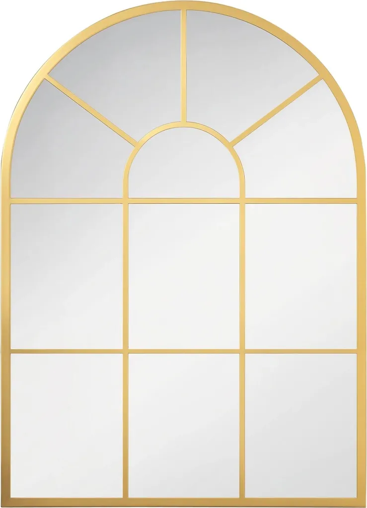 Miroir fenêtre décoratif doré en métal 50x70 cm pour salon et entrée chic