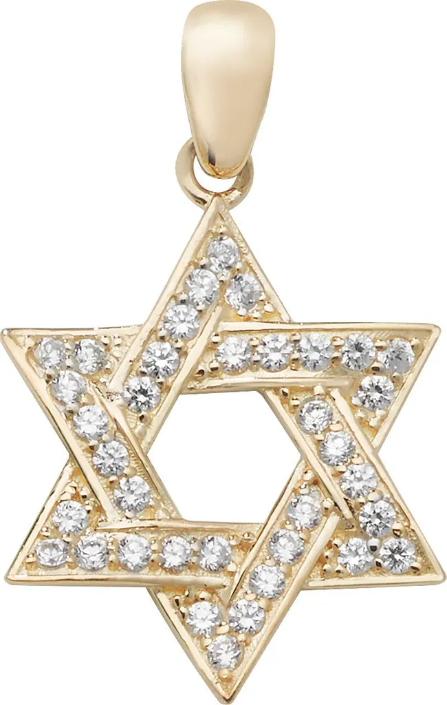 Collier Étoile de David en Or Jaune pour Femme avec Pierres Brillantes