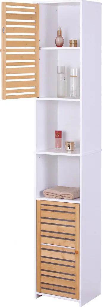 Mobile Colonna Bagno Relaxdays 190x40x30 cm | Bianco e Bambù