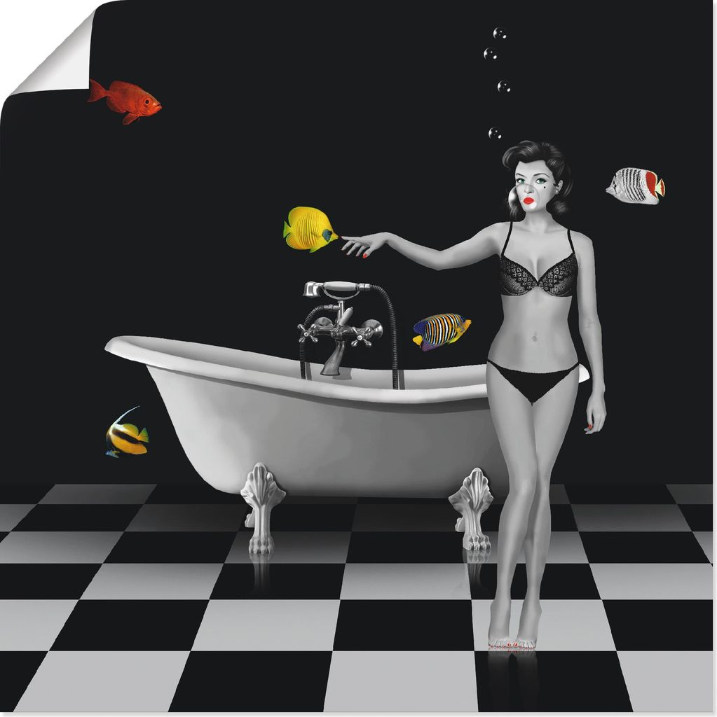 ARTland Poster Ein Badezimmer für Fische Größe: 40x40 cm