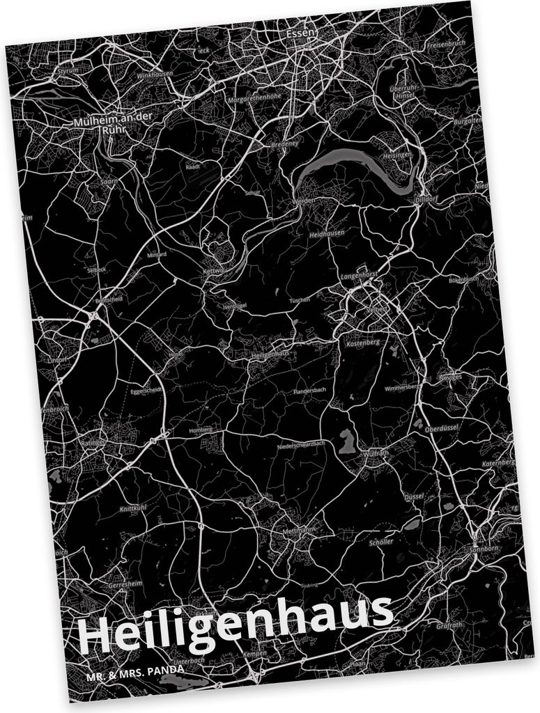 Mr. & Mrs. Panda Grußkarte Heiligenhaus - Geschenk, Postkarte, Ansichtskarte, Postkarten, Kunstkarten, Stadt, Ansichtskarten, Dorf Karte Landkarte...