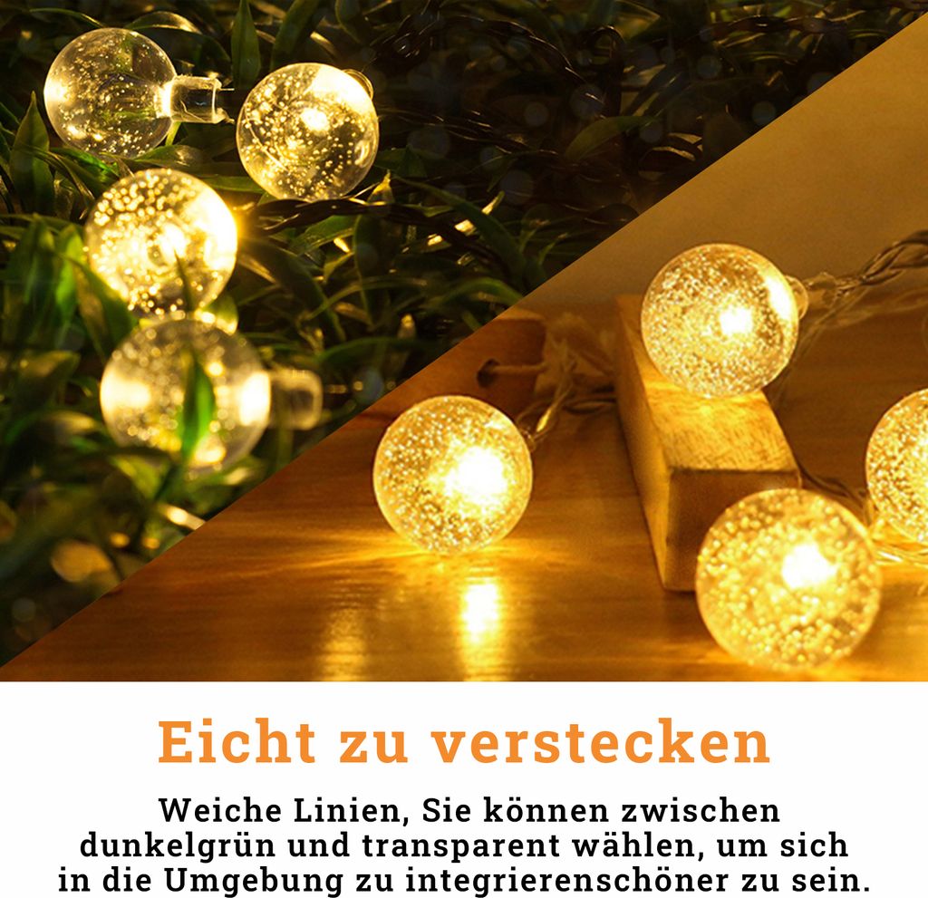 LZQ LED Lichterkette 30M 240 LED Kristall Kugeln Warmweiß Produktbild 4