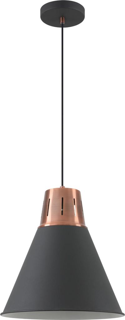 GTV - Pendelleuchte GIANNI Hängelampe Deckenlampe E27 schwarz/gold Metall Lampenschirm 32 cm höhenverstellbar Esszimmer Wohnzimmer Küche modern ...