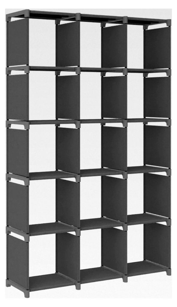 Würfel-Ausstellungsregal, grau, 103 x 30 x 175,5 cm, Stoff