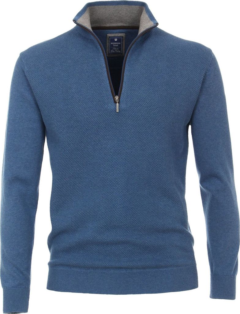 REDMOND Casual Herren Strick-Troyer Comfort Blau 4XL