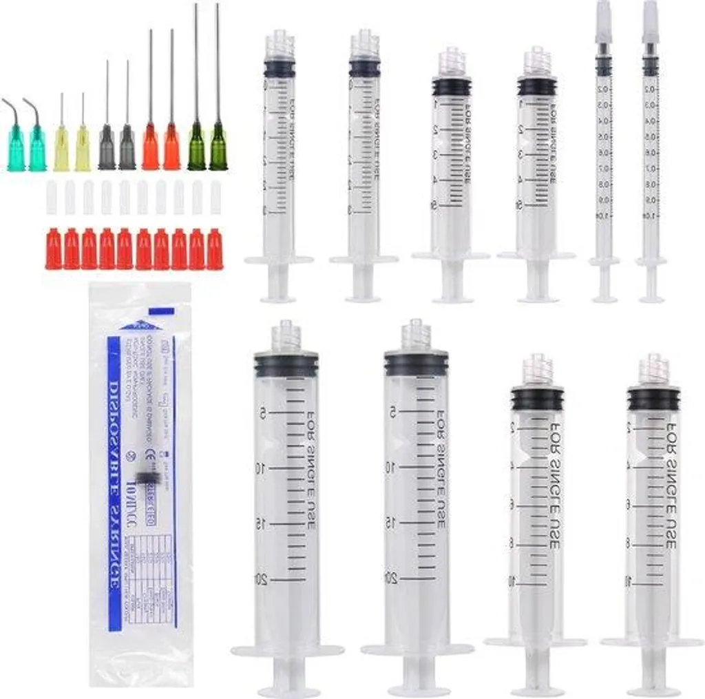 Lot de Seringues Graduées 1-20ml avec Canules Émoussées en Acier Inox