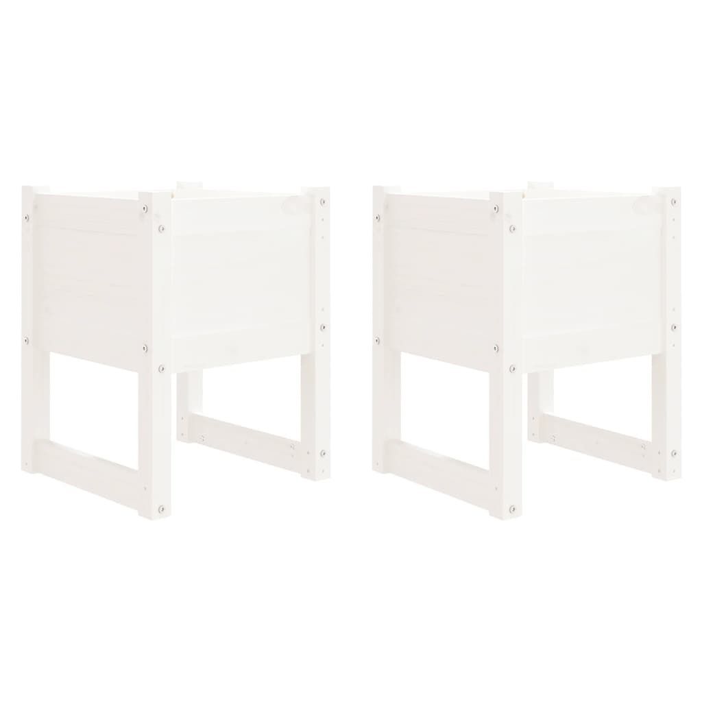 vidaXL Pflanzkübel 2 Stk. Weiß 40x40x52,5 cm Massivholz Kiefer