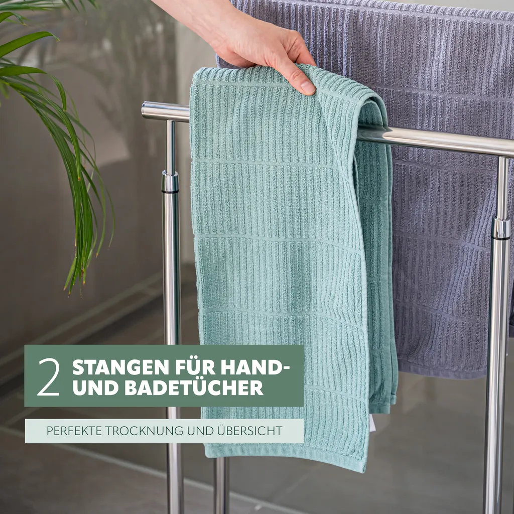 Support serviettes de bain 2 branches en acier chrome montage facile - 3