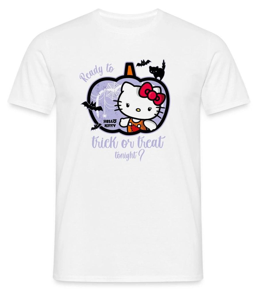 Spreadshirt Hello Kitty Halloween Süßes Oder Saures Männer T-Shirt, S, Weiß
