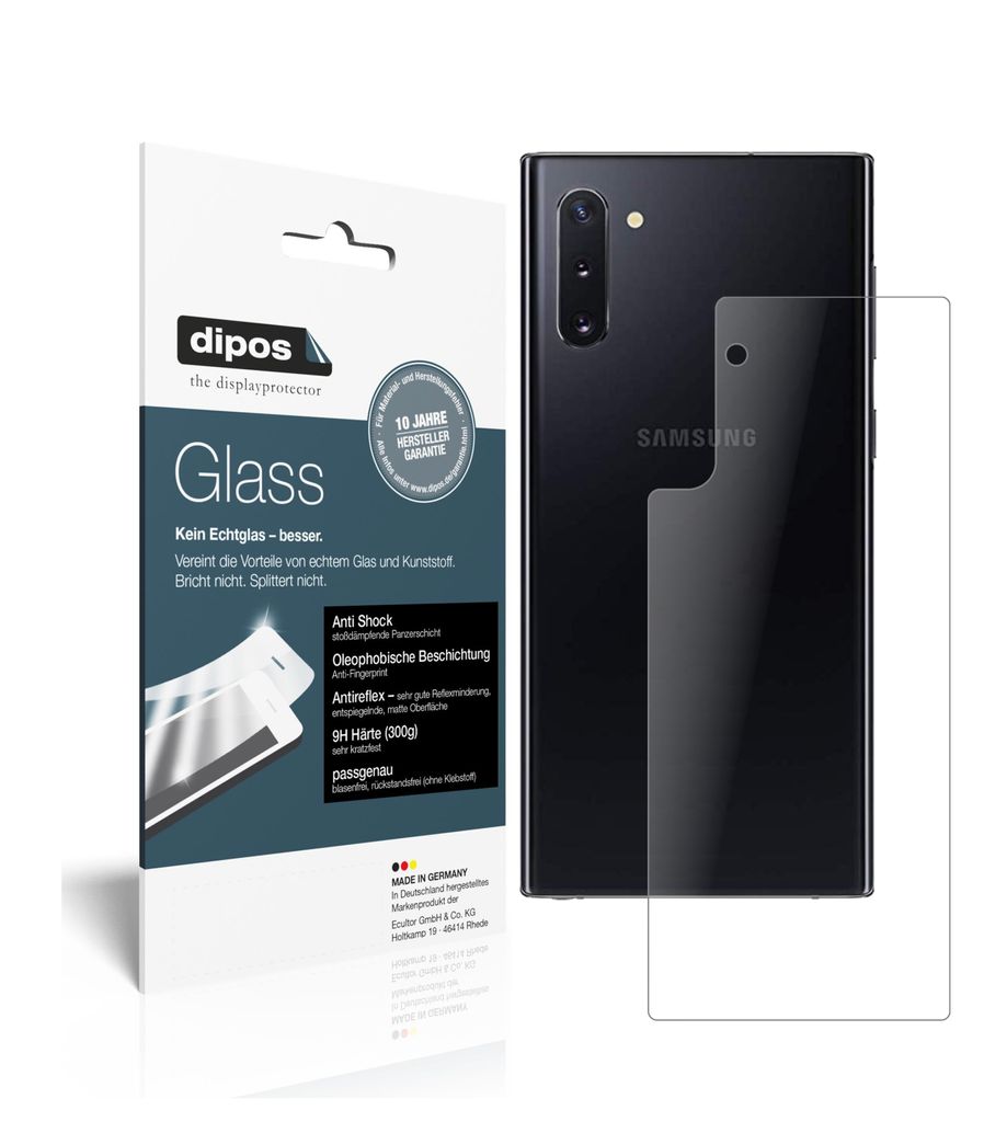 1x Schutzfolie für Samsung Galaxy Note 10 Rückseite matt - Anti-Shock 9H Folie dipos Glass Kunststoffglas