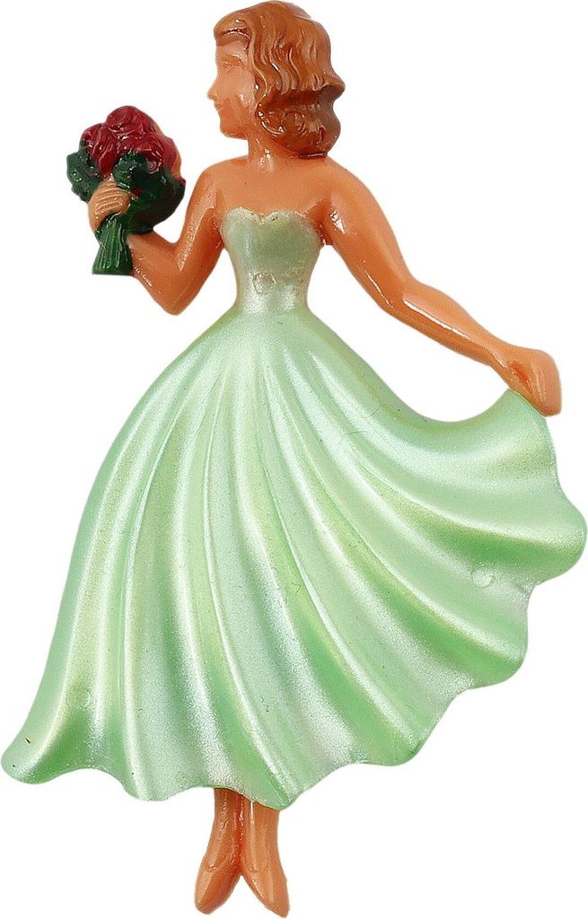 Anstecker - Pin - Frau mit Blumen - Braut - Anstecknadel