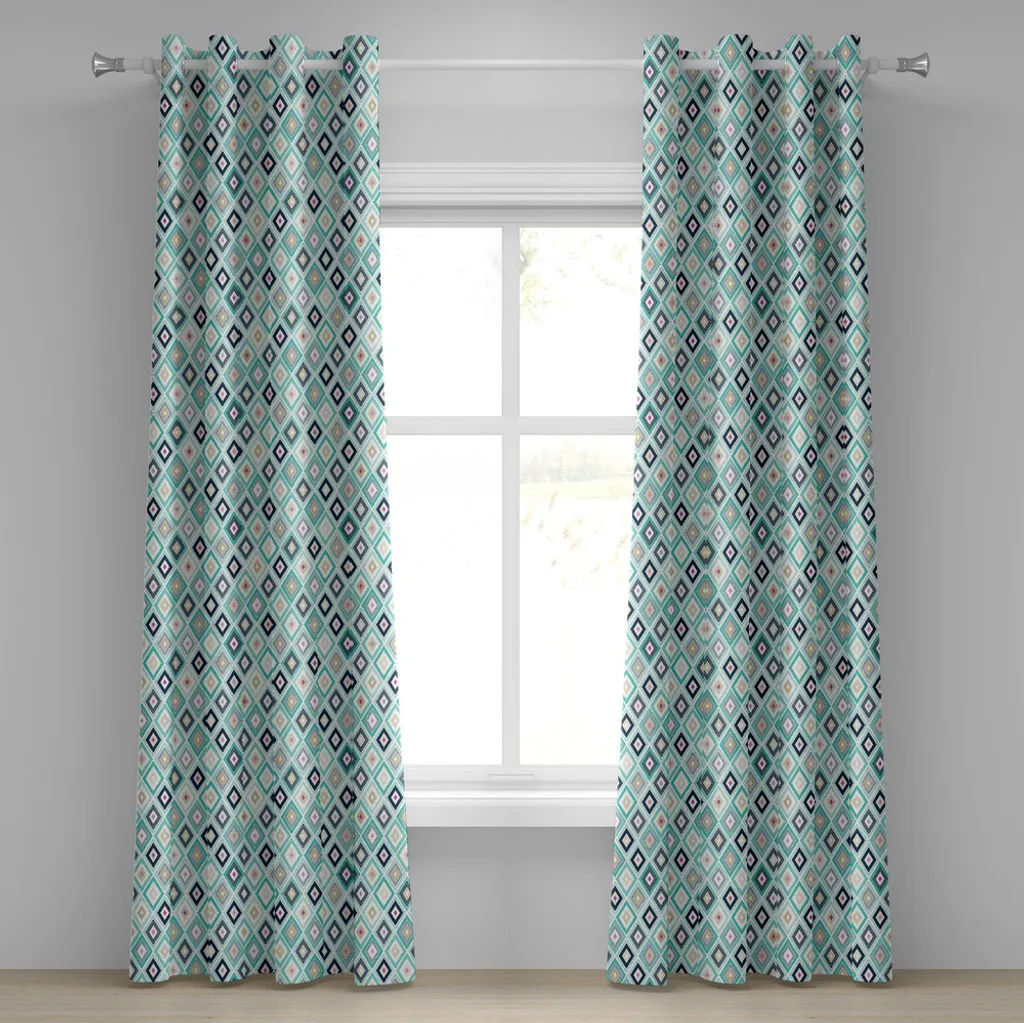 Rideau Turquoise Géométrique 280x245 cm pour Rénover votre Déco
