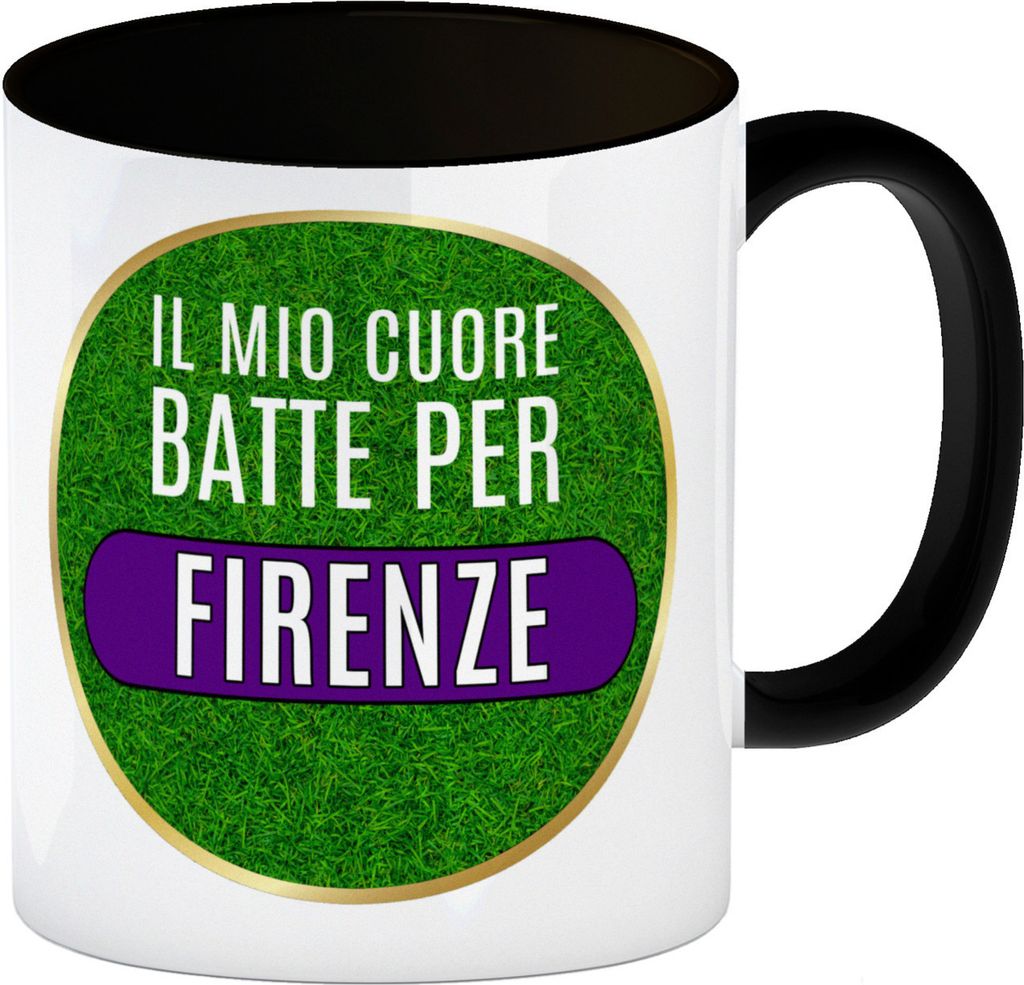 Il mio cuore batte per Firenze Kaffeebecher Schwarz Calcio regiert dein Leben?