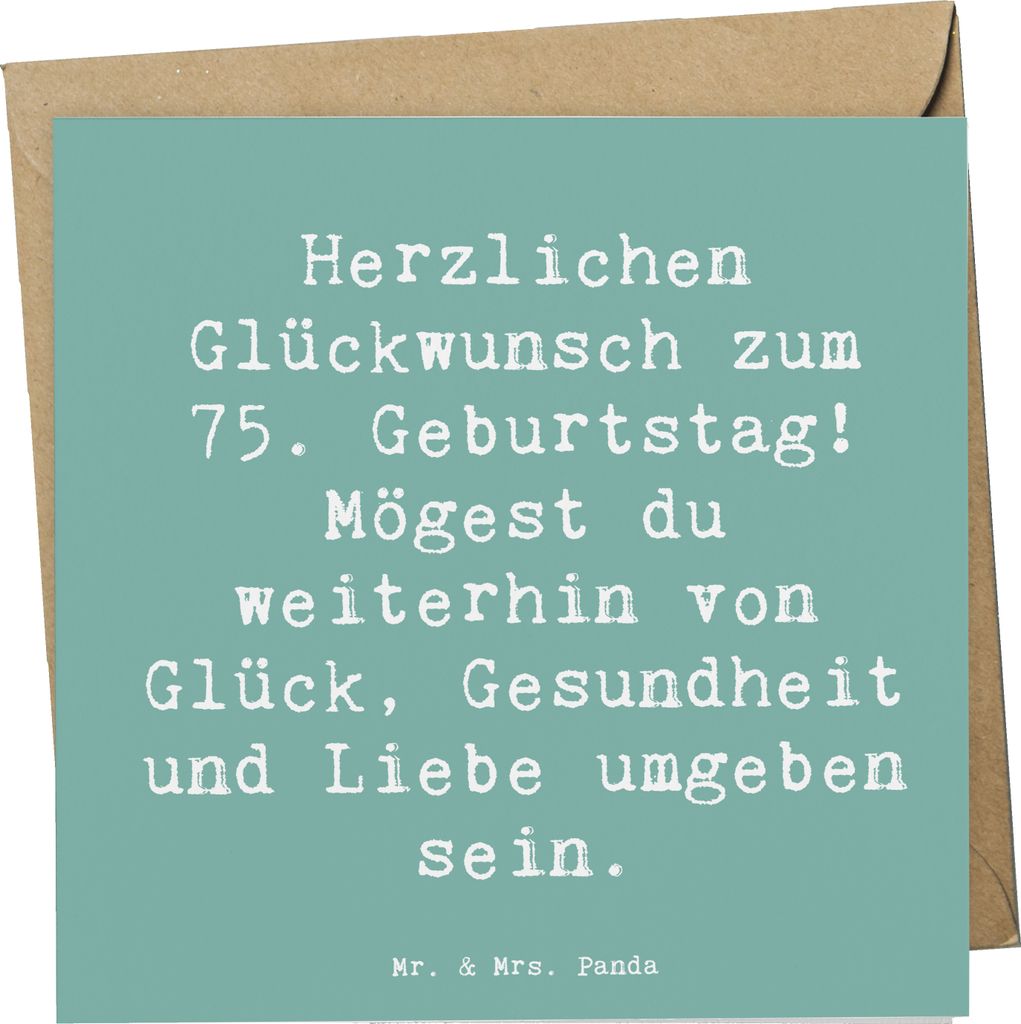Mr. & Mrs. Panda Grußkarte Spruch 75. Geburtstag - Meeresbrise - Geschenk, Happy Birthday, Glückwunsch, anlasskarte, Gesundheit, doppelkarte, Gl...