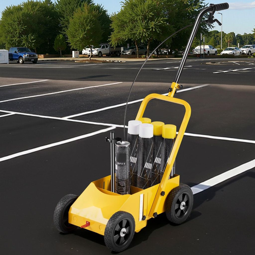 Markierungswagen - Hochleistungs-Linienmarkiergerät 4-Rad - Verstellbare Linienbreite 56–102 mm - Für Straßen, Parkplätze, Sportplätze - Kla...