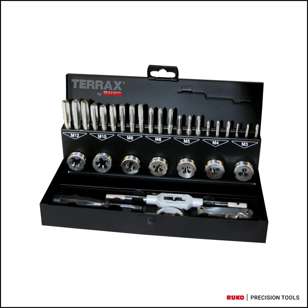 Kit taraudage manuel pour mécanique et atelier 31 pièces HSS TERRAX pces